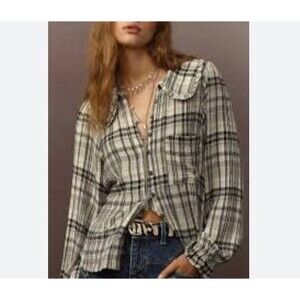 Anthropologie Pilcro The Keira Long-Sleeve Shirt Plaid Peter Pan Collar 3X 3XL